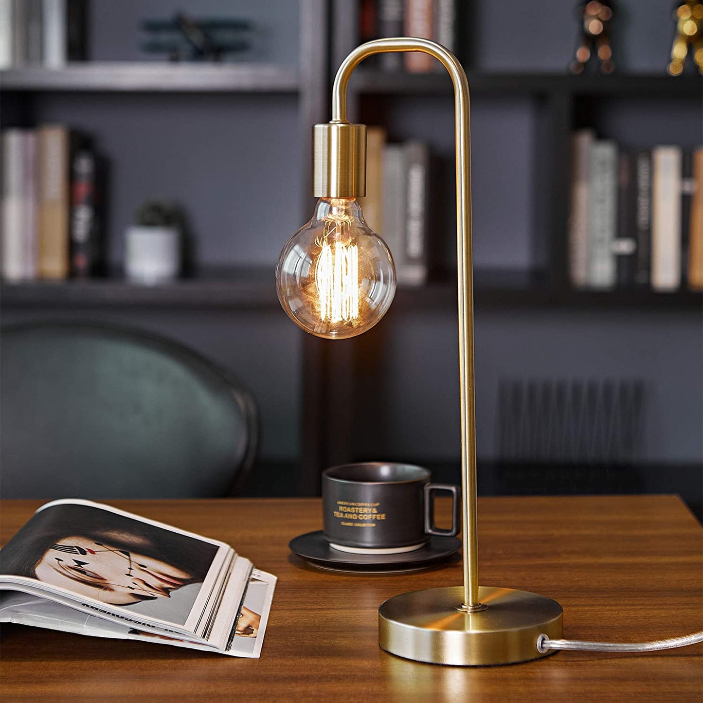 Electric 67433 Holden 18" Table Lamp, Matte Brass, Modern, Night Stand, Bedroom Décor, Living Room, Bedside Light