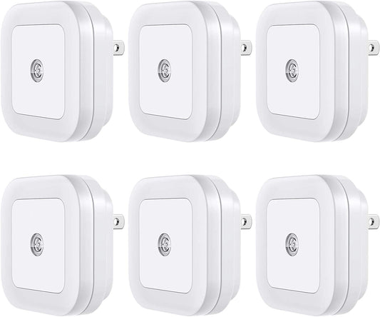 'Lyra' LED Night Light, Plug-In [6 Pack] Super Smart Dusk to Dawn Sensor, Night Lights Suitable for Bedroom, Bathroom, Toilet, Stairs, Kitchen, Hallway, Kids, Compact Nightlight, Cool White